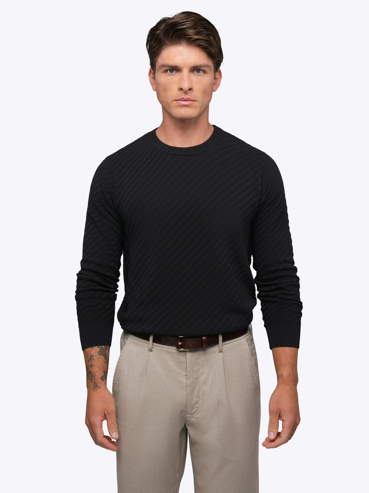 Riviera Knit Long Sleeve Textured Tee