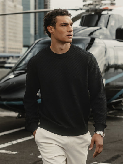 Riviera Knit Long Sleeve Textured Tee