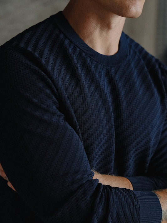 Riviera Knit Long Sleeve Textured Tee