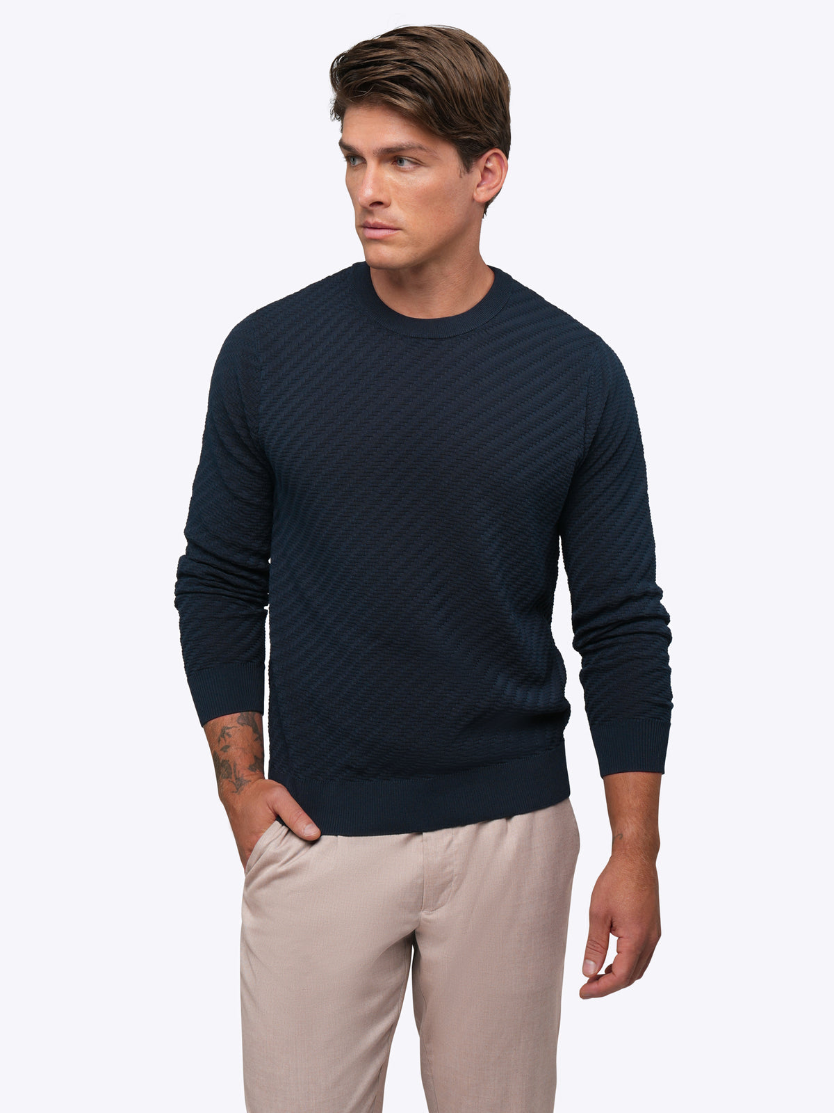 Riviera Knit Long Sleeve Textured Tee