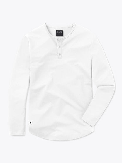 AO Long Sleeve Henley Curve-Hem