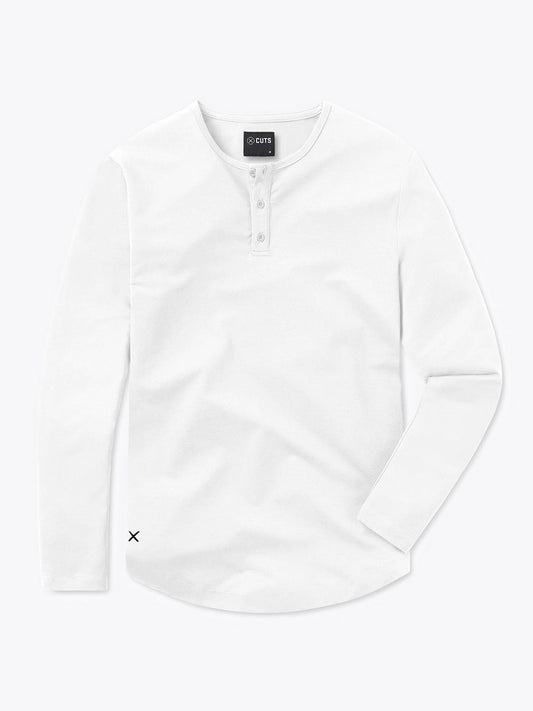 AO Long Sleeve Henley Curve-Hem