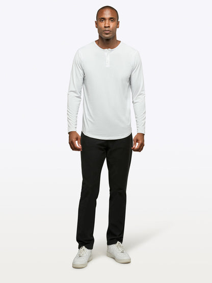 AO Long Sleeve Henley Curve-Hem