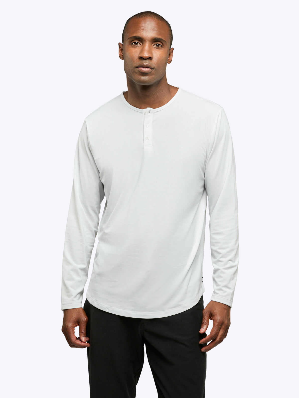 AO Long Sleeve Henley Curve-Hem