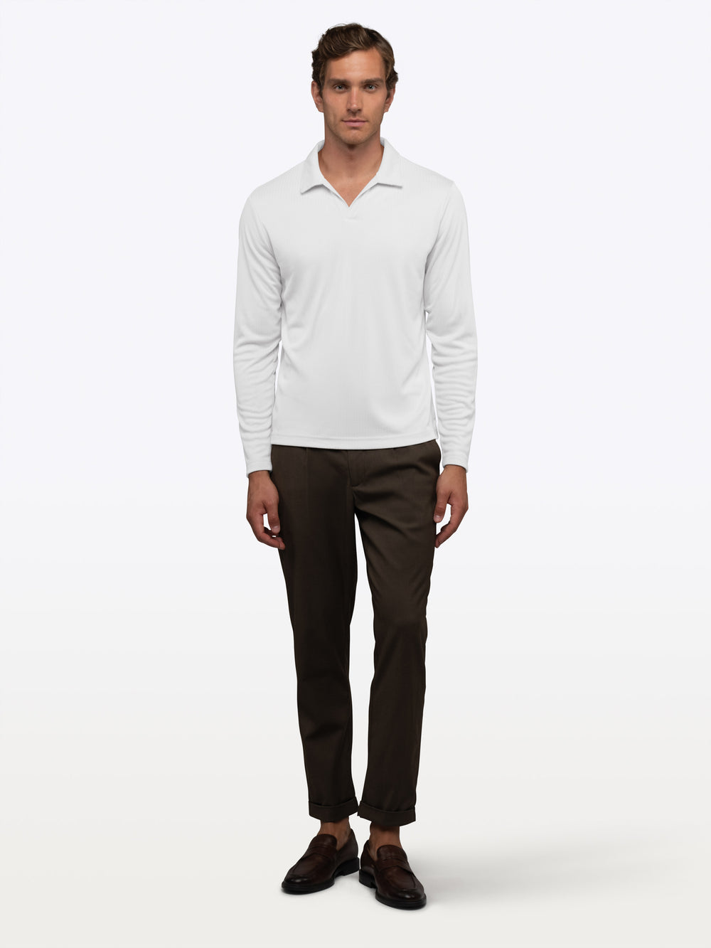 SoHo Ribbed Long Sleeve Polo