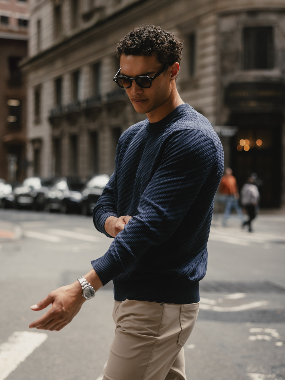 Riviera Knit Long Sleeve Textured Tee